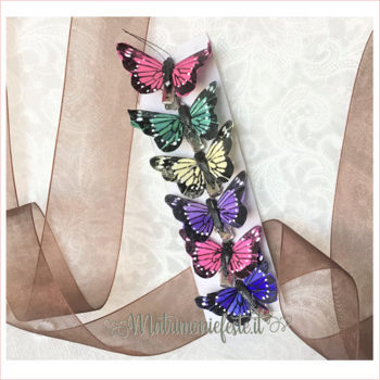 Farfalla decorata a mano con Clip (Set 2 pz)